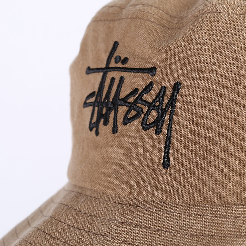 Панама Stussy Big logo Canvas Bucket Hat (132967-brown)  - цена, описание, фото 2